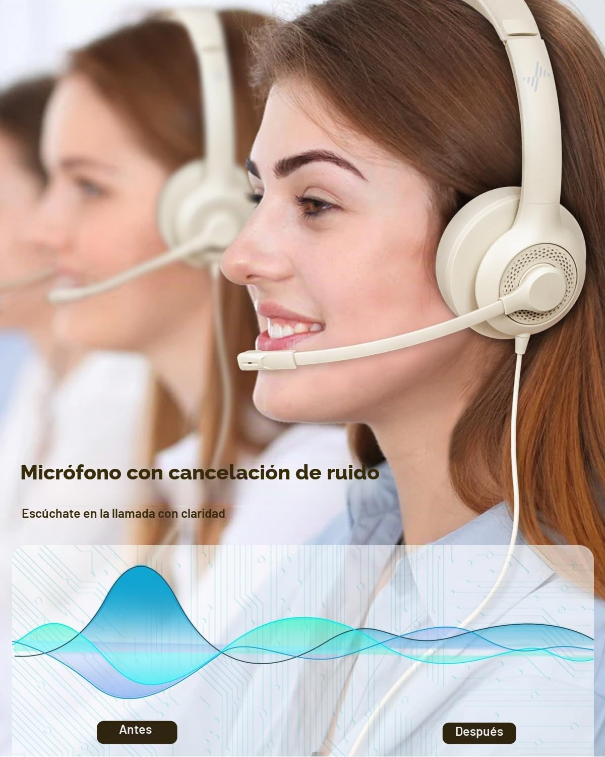 JIAMQISHI Auriculares USB con micrófono para PC, auriculares de com...