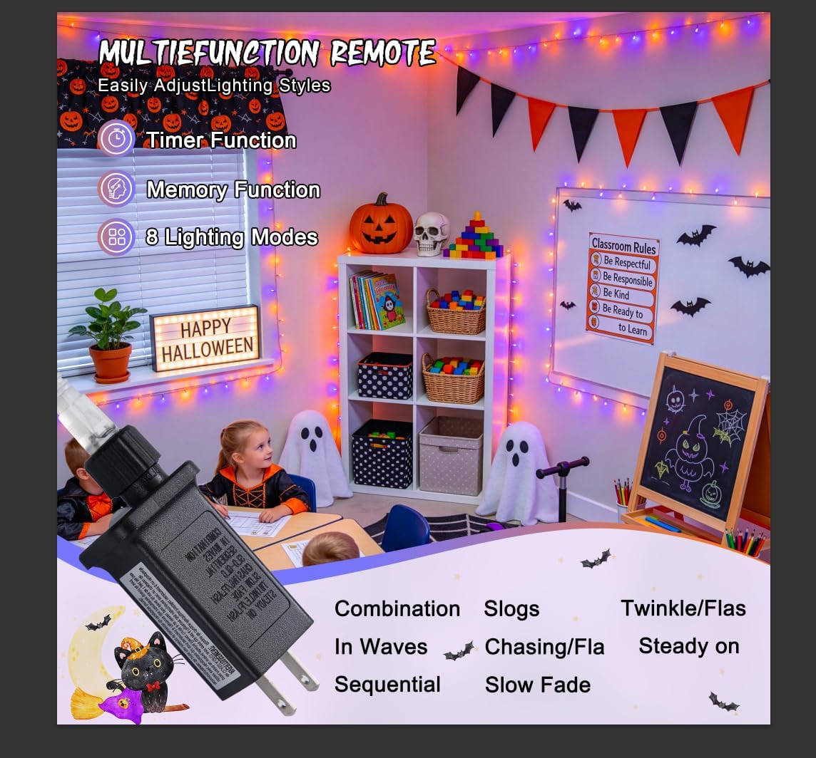 JMEXSUSS 200 luces LED de Halloween para el aire libre, 66 pies, lu...