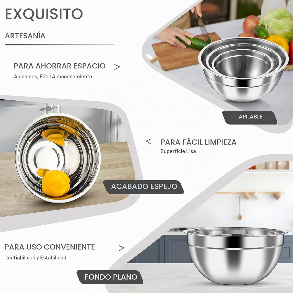 HaWare Tazones para mezclar con tapas herméticas, 6 cuencos de ensa...
