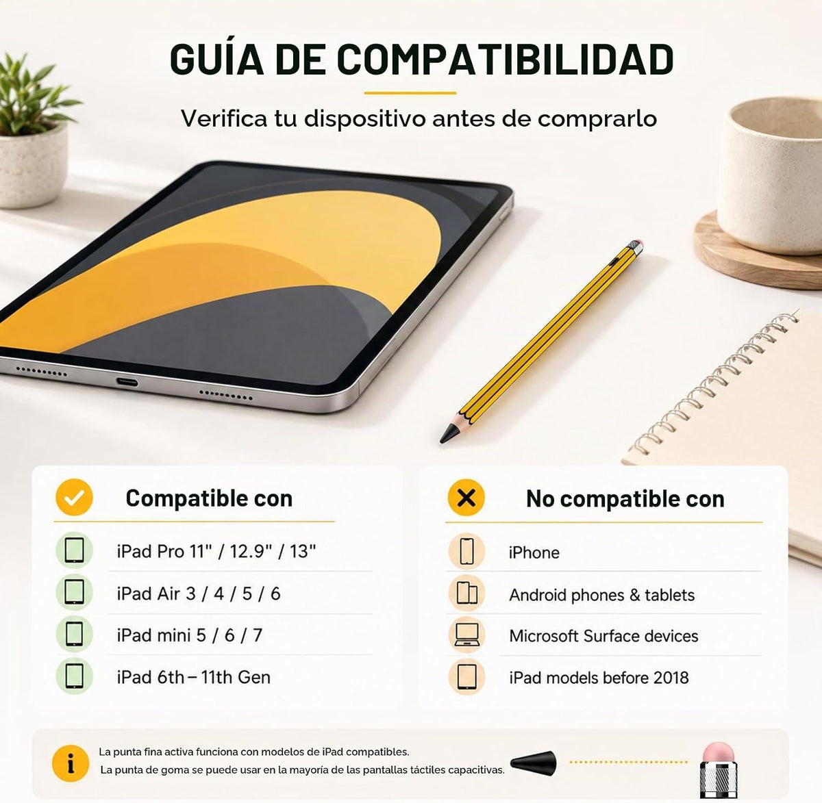 HATOKU Lápiz óptico estilo lápiz para Apple iPad 2018-2026, sin | C...