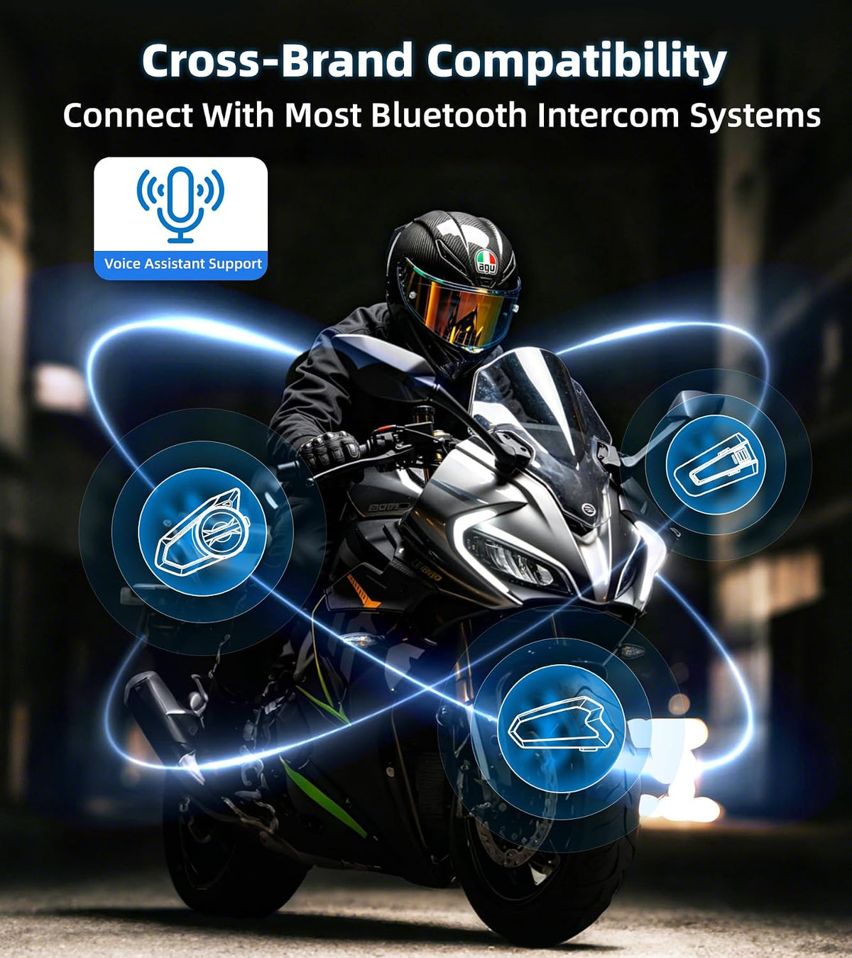 Auriculares Bluetooth para motocicleta, intercomunicador de casco b...