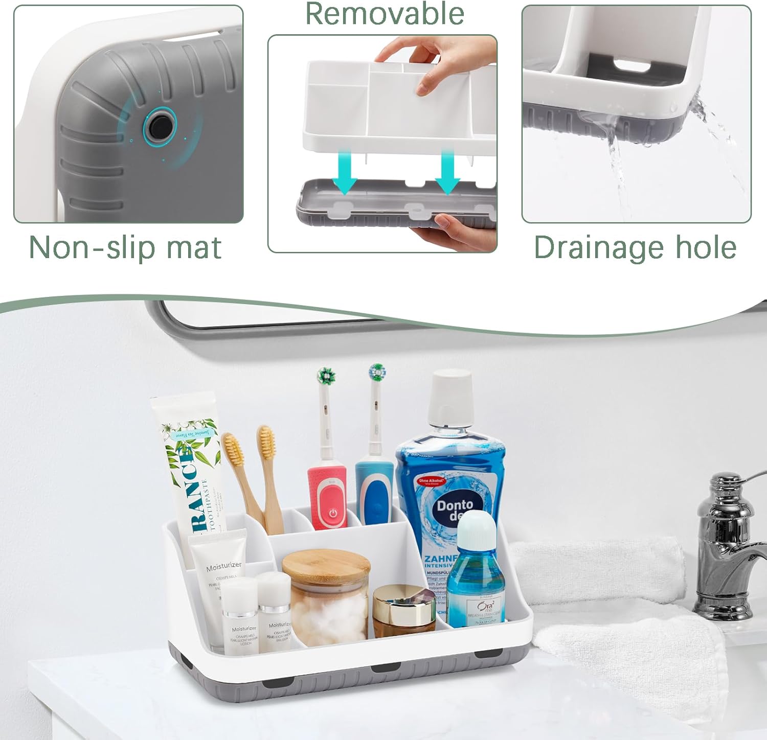 GFWARE Soporte para cepillos de dientes para baño, organizador de e...