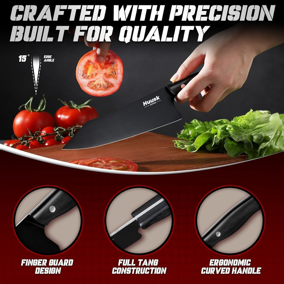 Huusk - Cuchillo de chef japonés para cocina, cuchillo Kirisuke de...
