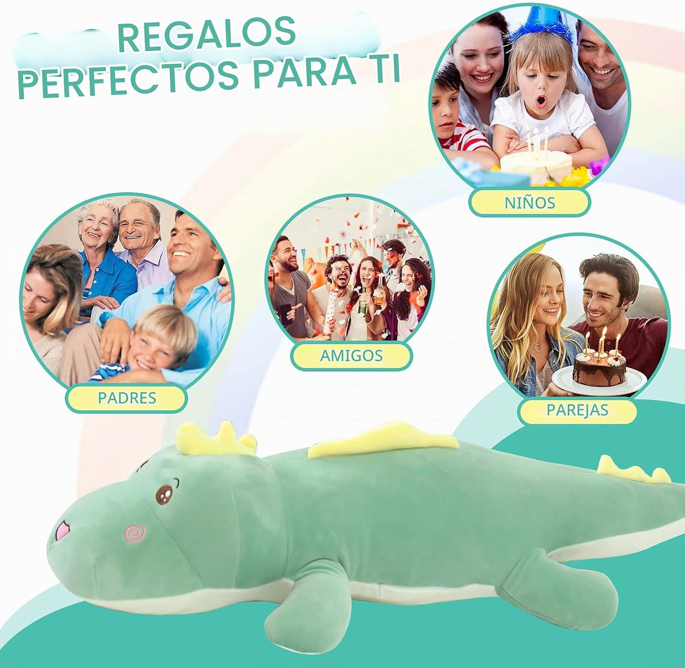 Tianmihou Almohada de felpa de dinosaurio gigante de 40 pulgadas, a...