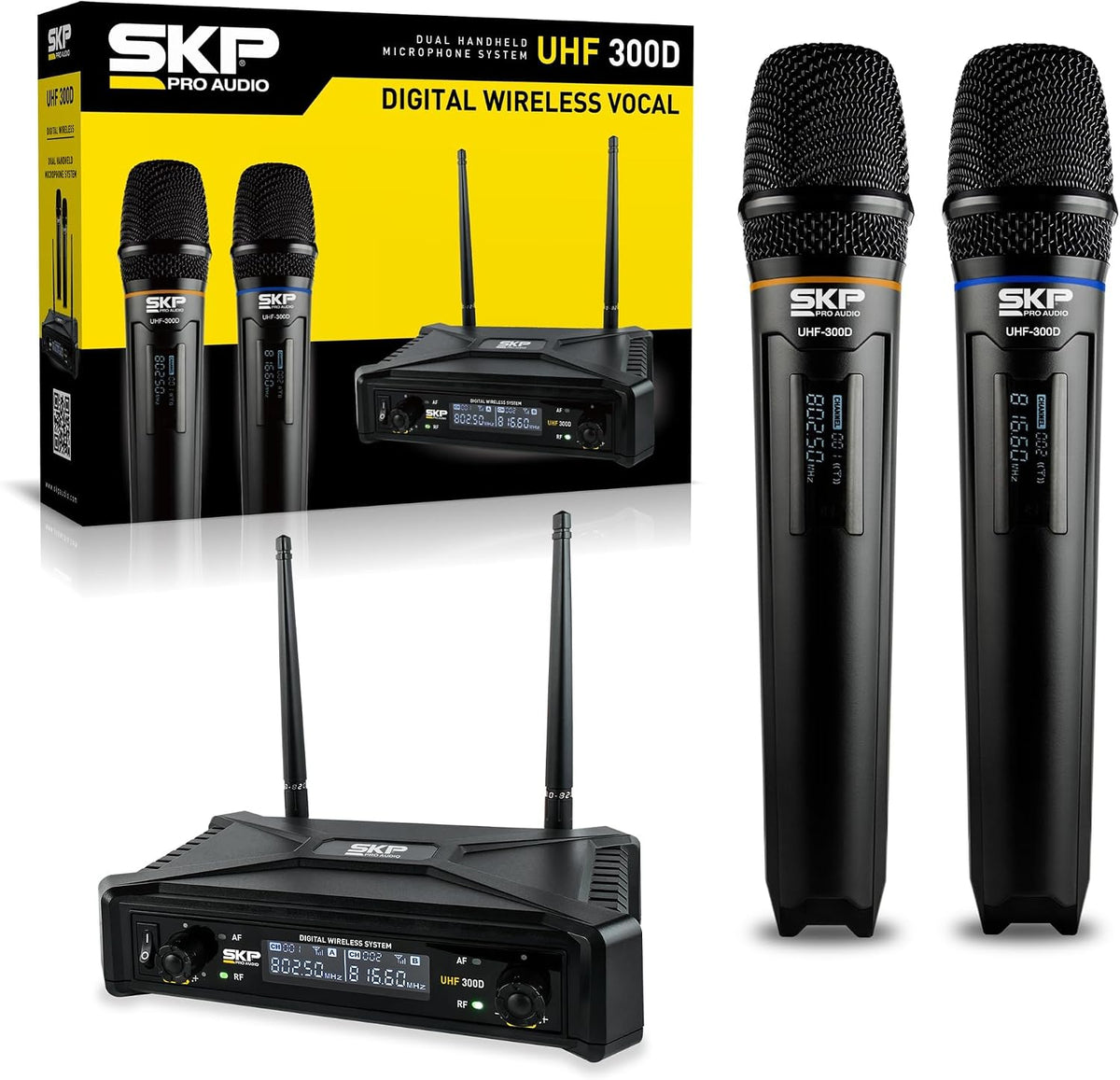 SKP Pro Audio UHF-300D Sistema de micrófono inalámbrico dual \u2013...