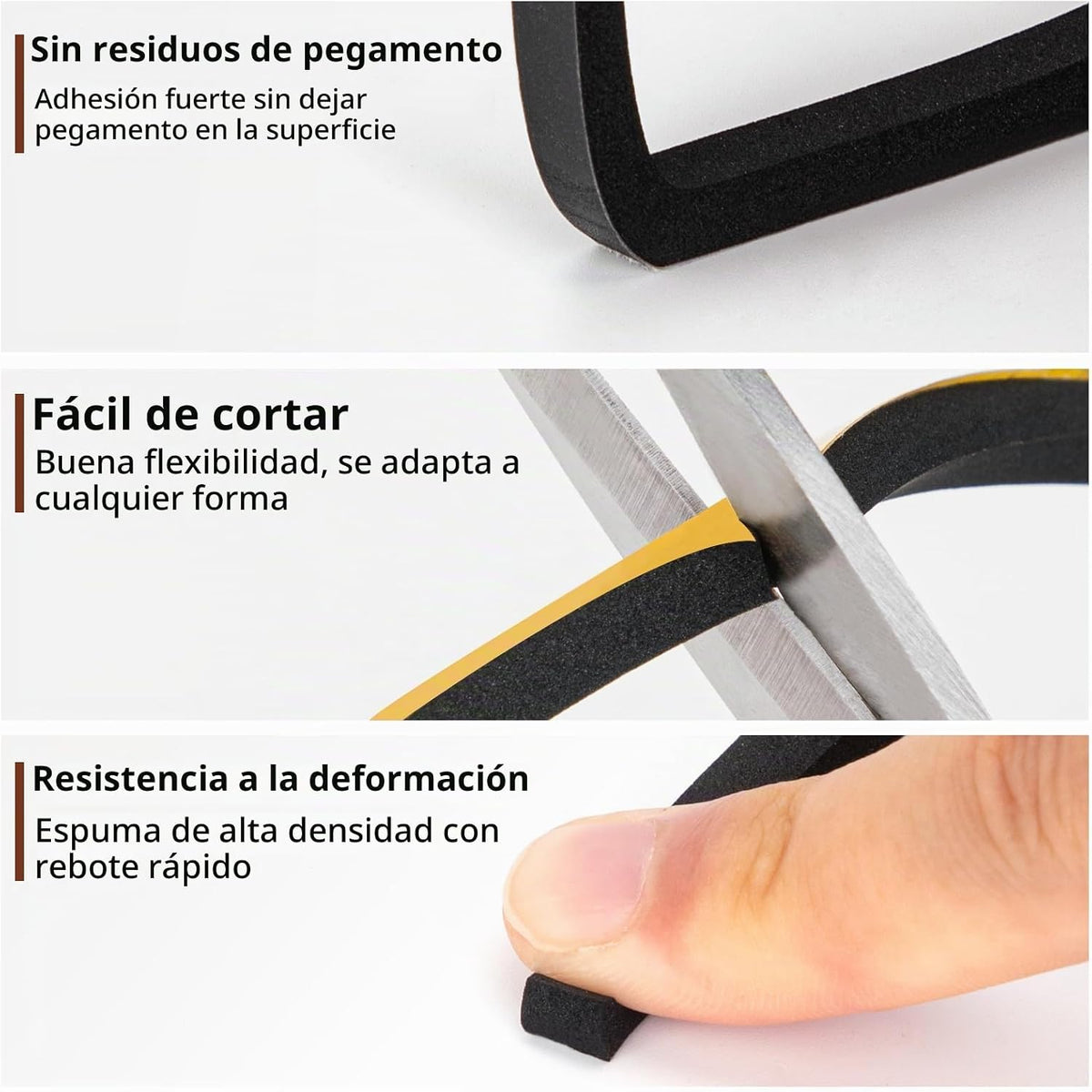 Yotache 3 tiras de burlete de espuma de 1\/4" de ancho x 1\/4&#...