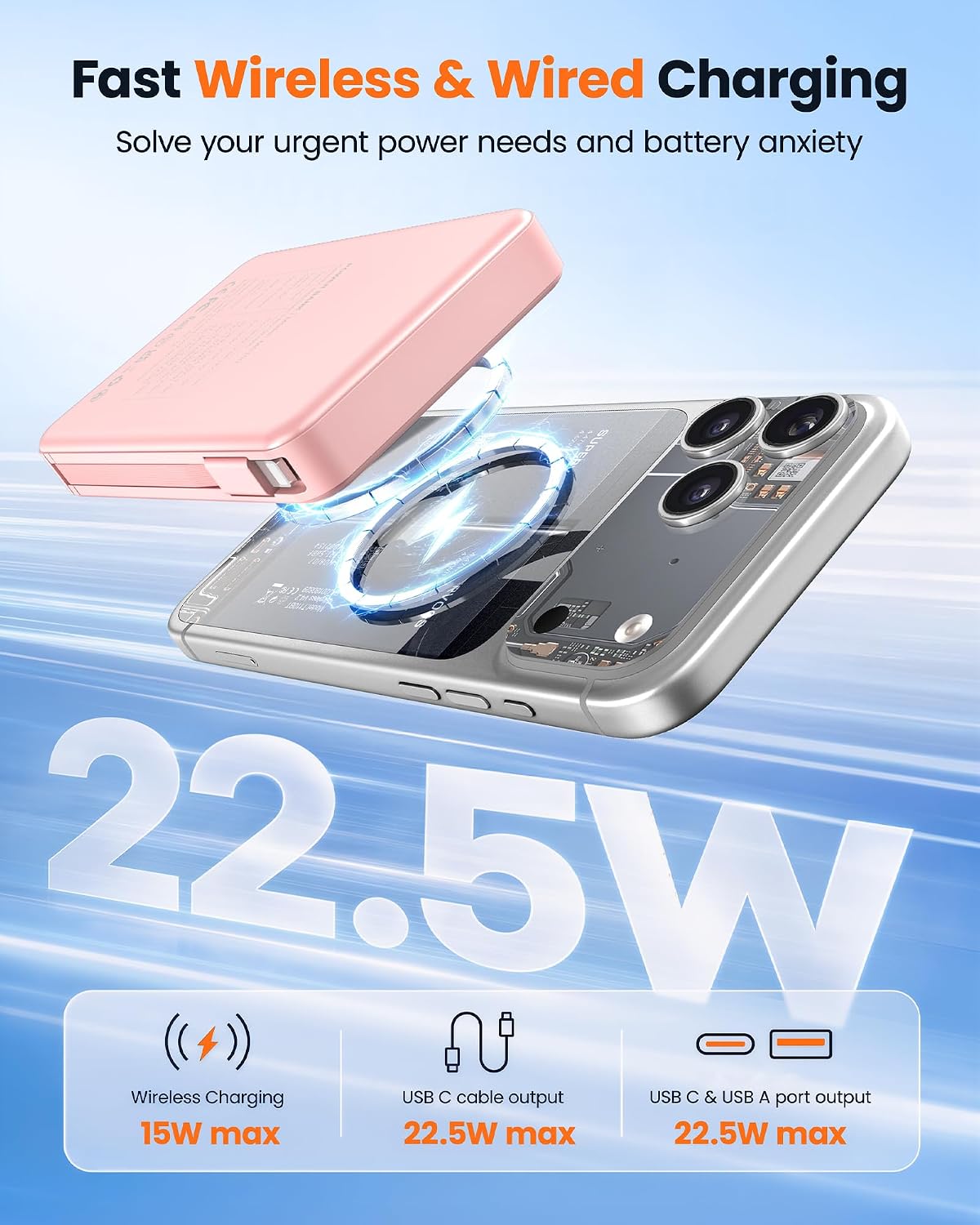 RONEGN Cargador portátil magnético 10000mAh Power Bank | Paquete de...