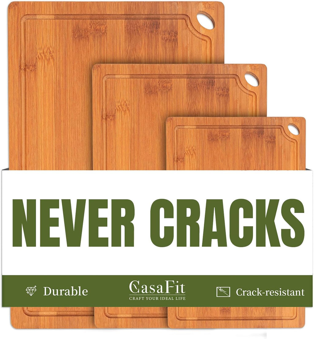 Juego de tablas de cortar de bambú orgánico de 3 piezas para cocina...