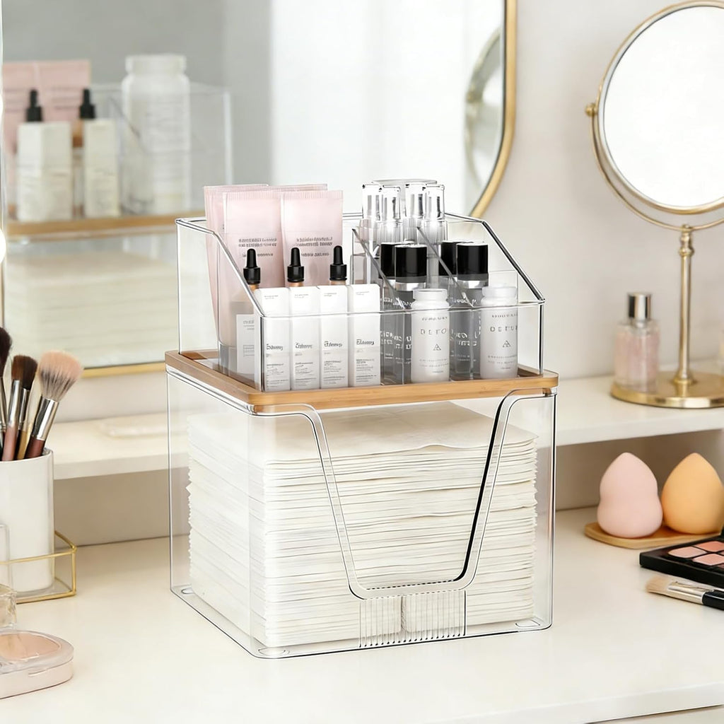 Toallero facial desechable 2 en 1 y organizador de cosméticos, alma...