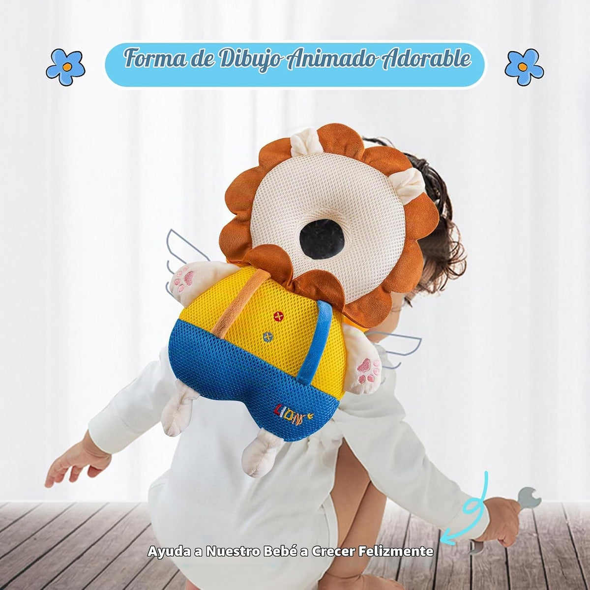 Mochila con cojín protector de cabeza de bebé con 3 rodilleras para...