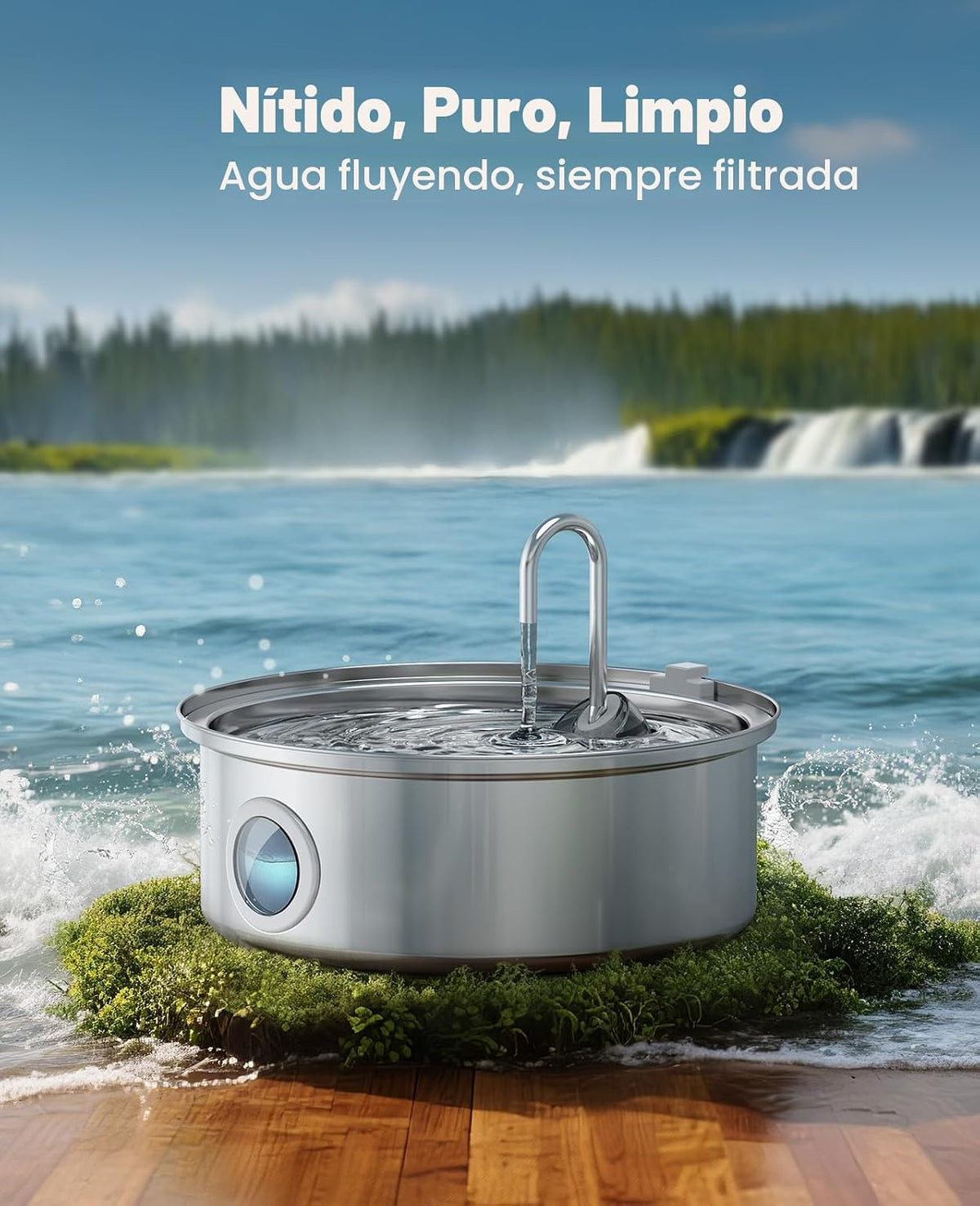 Fuente de agua para perros Oneisall PWF002 con 1 filtro | Acero ino...