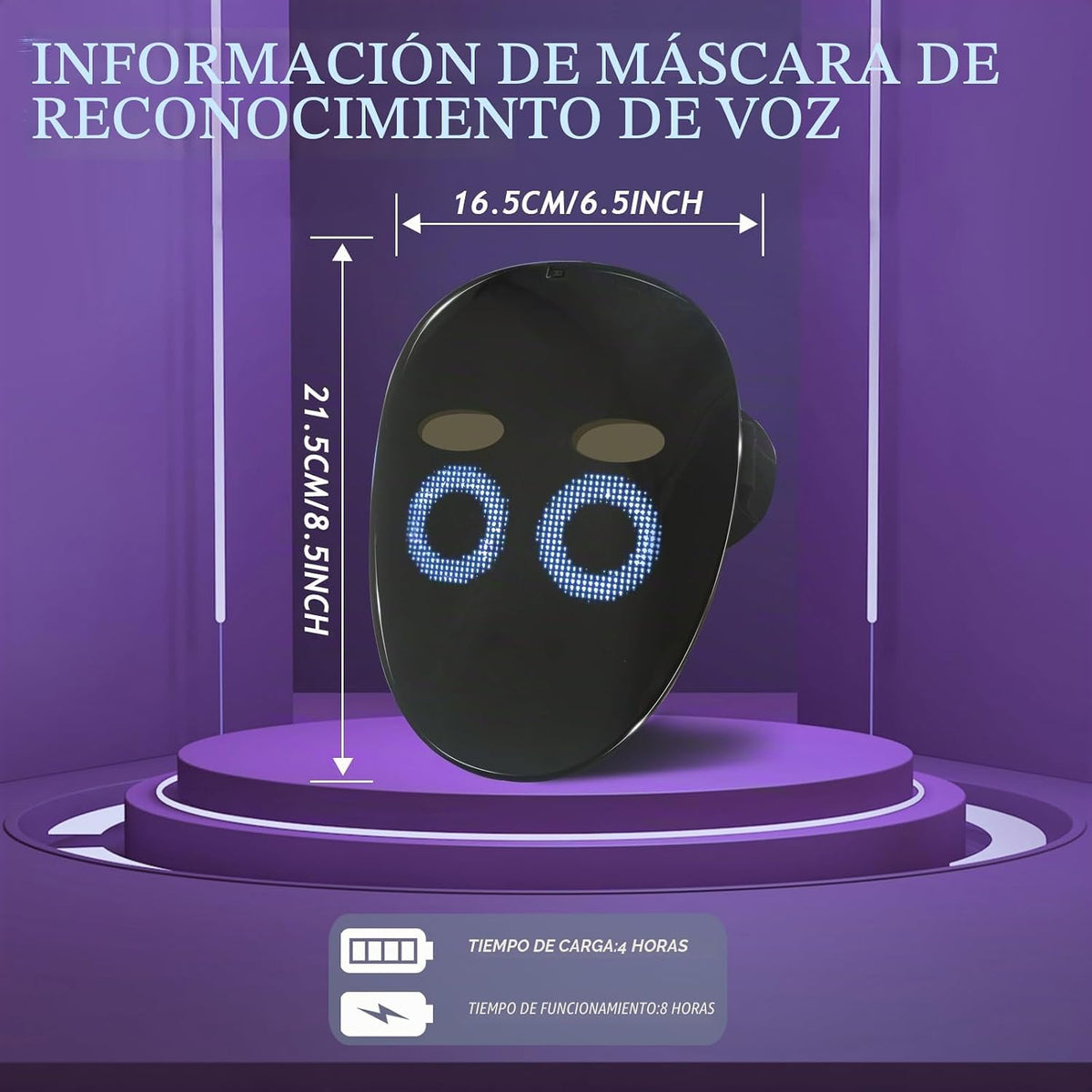 MOYACA Máscara LED con luz, máscara que se ilumina con detección de...