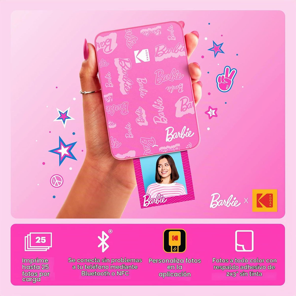 Kodak Barbie Step Slim - Impresora móvil portátil instantánea inalá...