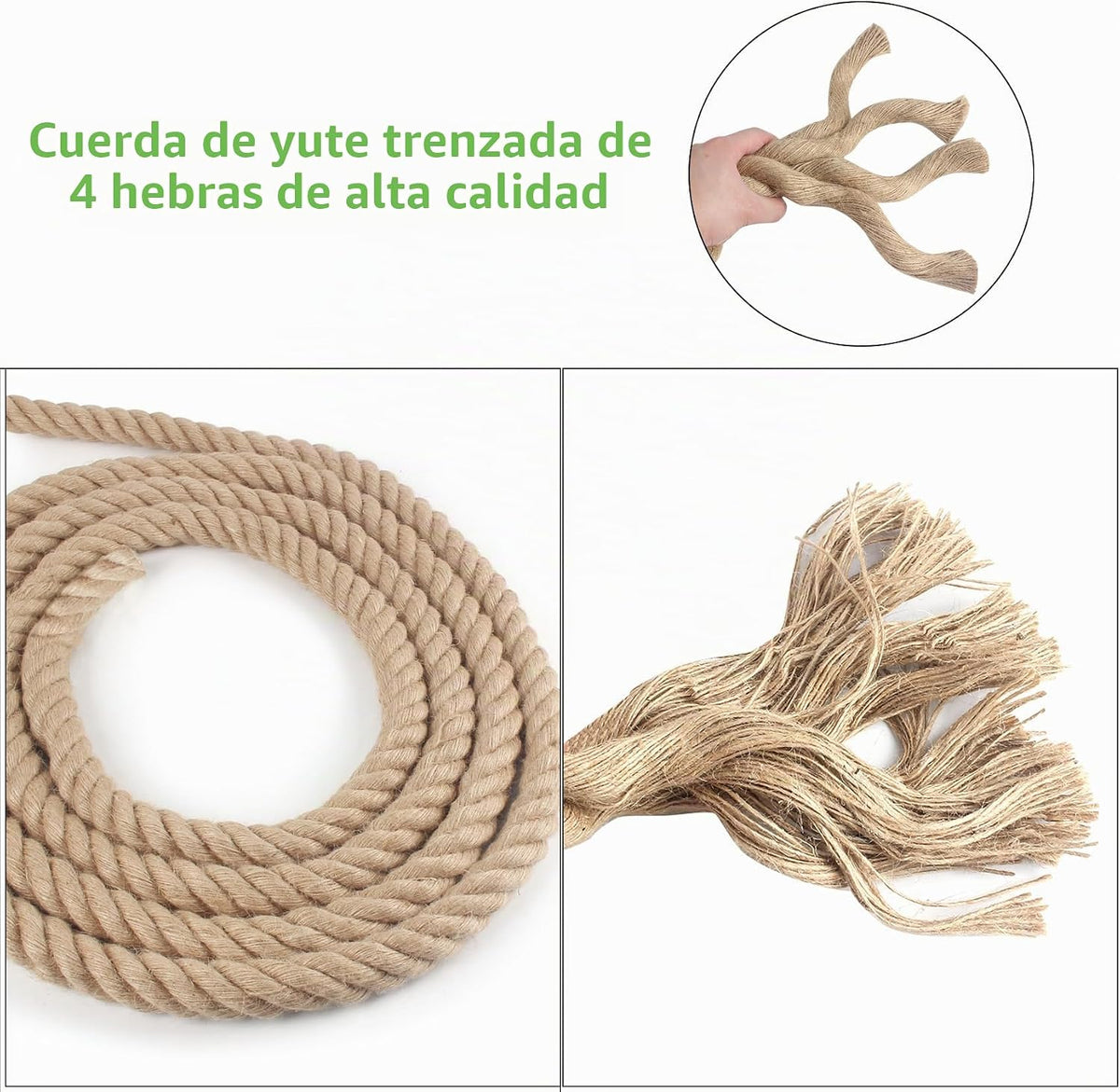 Cuerda de yute trenzada de manila, cuerda de yute natural, cuerda d...