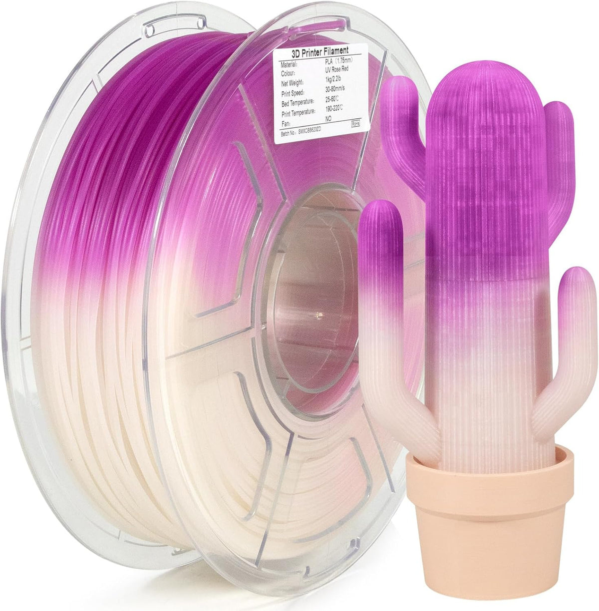 iSANMATE PLA+ Filamento de impresora 3D, cambio de color a rojo ros...