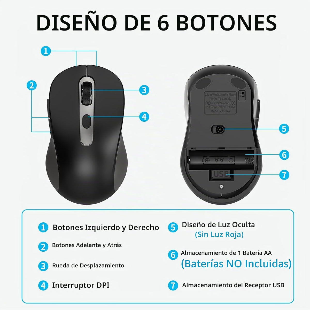 Ratón inalámbrico para laptop, PC, Chromebook, computadora de escri...