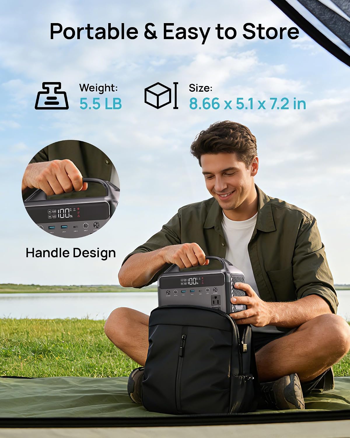 Estación de energía portátil de 192 Wh(60,000 mAh) con bolsa, banco...