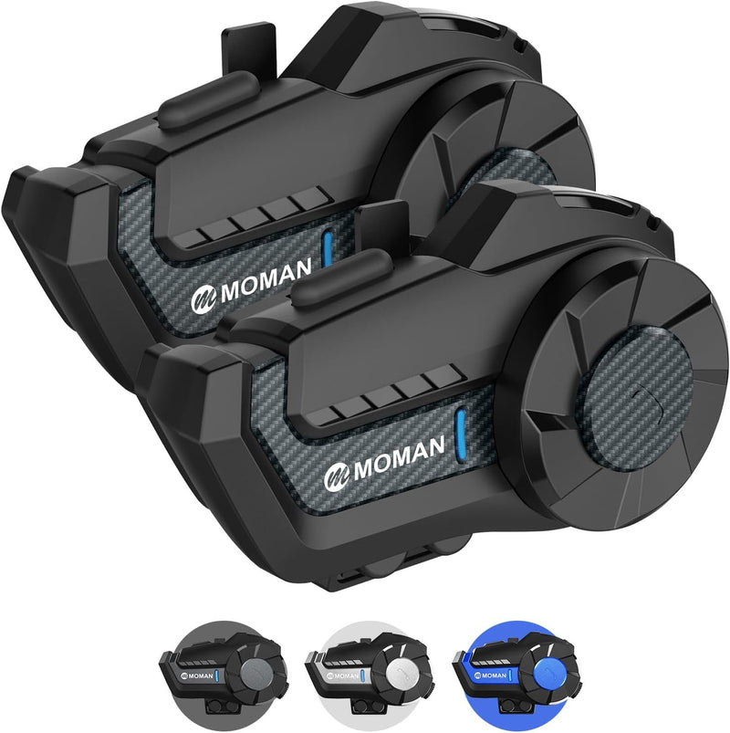 Moman Casco de Moto Intercomunicador, H2 Pro【Pack de 2 de Fibra de...