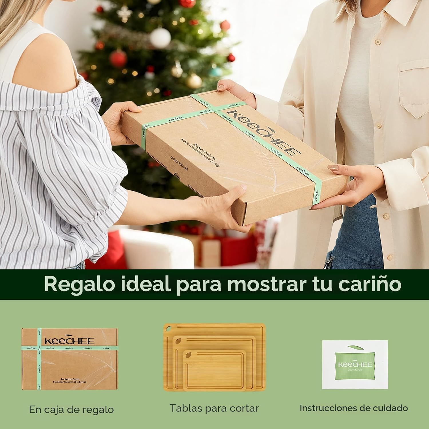 Keechee Tabla de Cortar de Madera para Cocina - Juego de Regalo de...