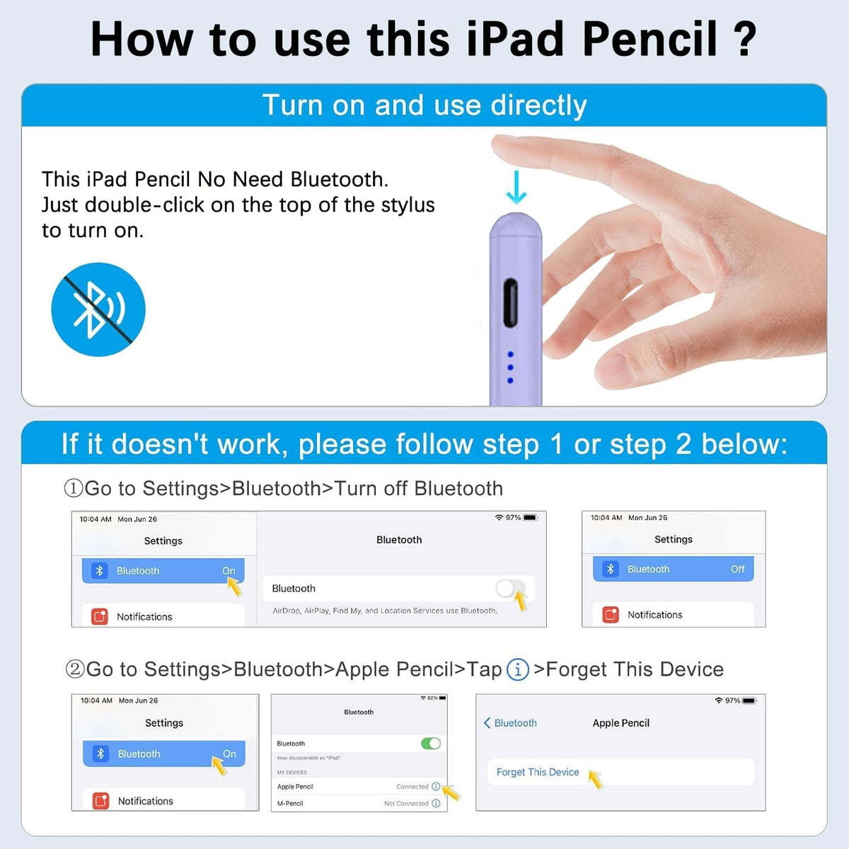 Lápiz capacitivo para iPad (2025-2018), sensibilidad de inclinación...