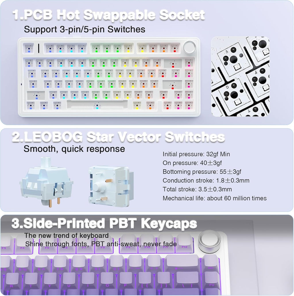 Teclado mecánico inalámbrico AULA F75 Pro, teclado personalizado in...