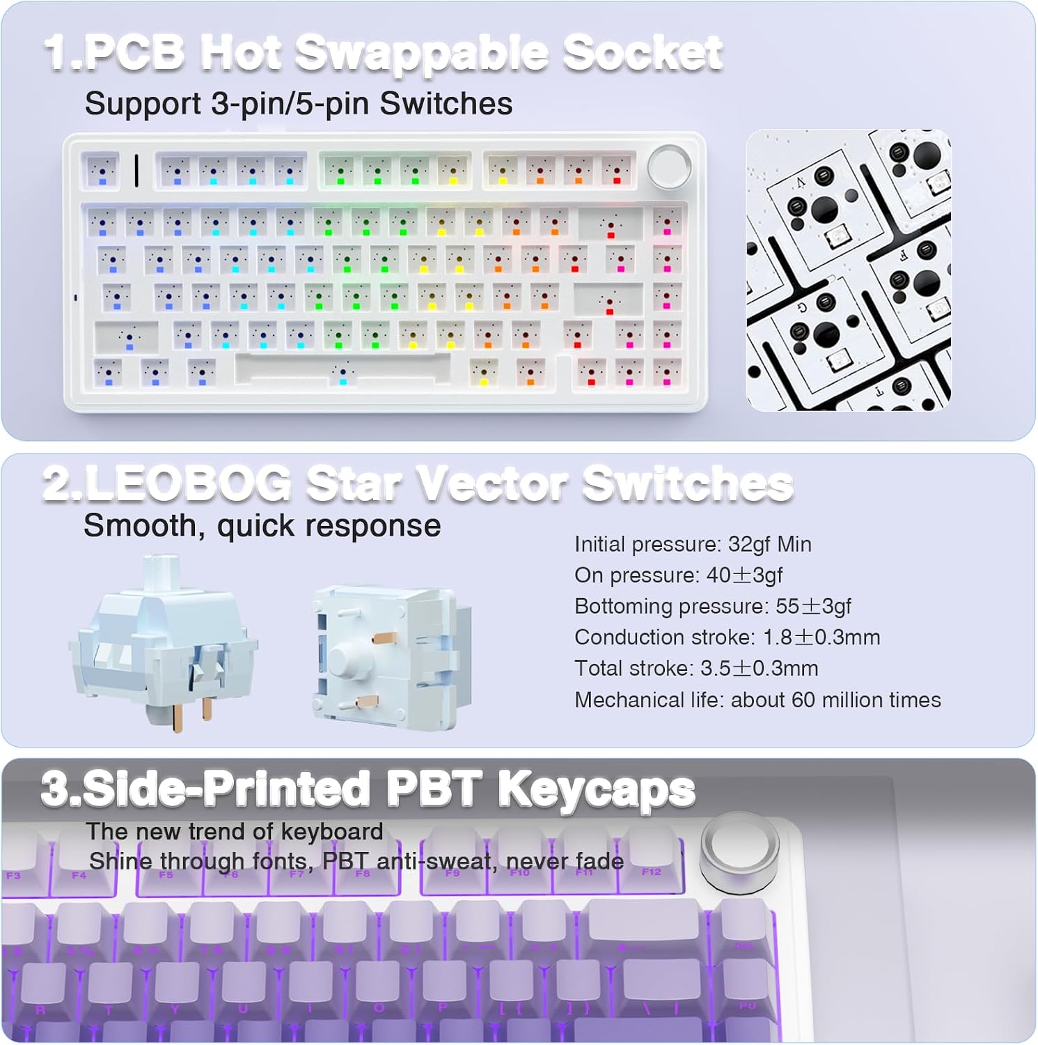 Teclado mecánico inalámbrico AULA F75 Pro, teclado personalizado in...