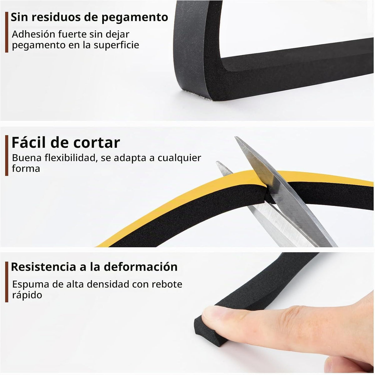yotache - Cinta de espuma para puerta, 2 rollos de 1\/2 pulgada de...