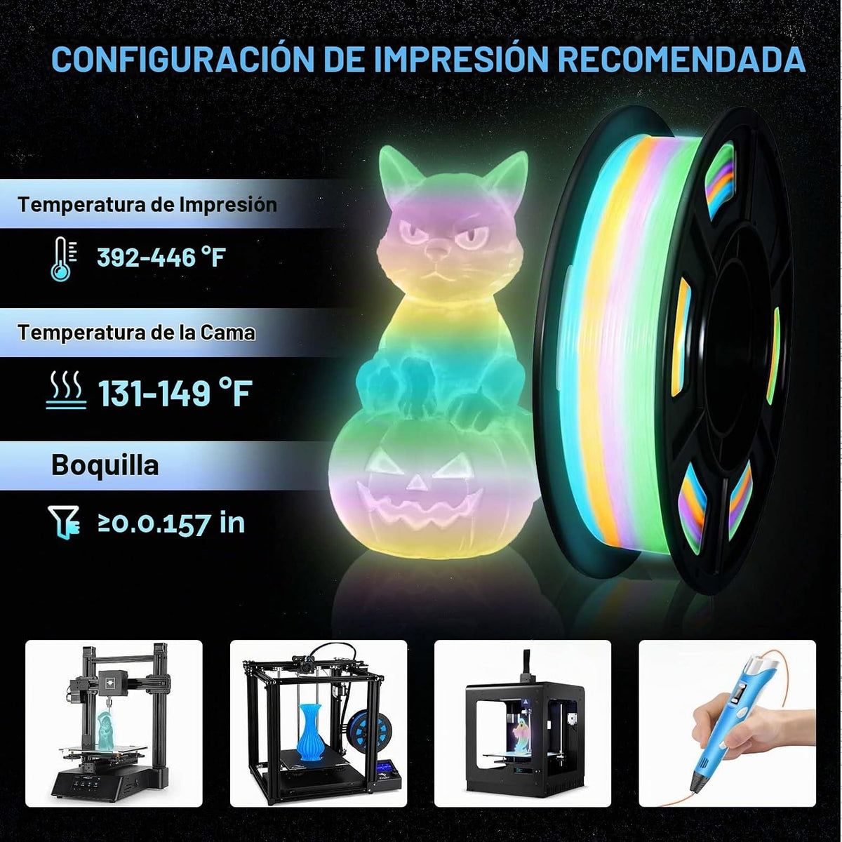 Frucindra Filamento para impresora 3D de ácido poliláctico + que br...