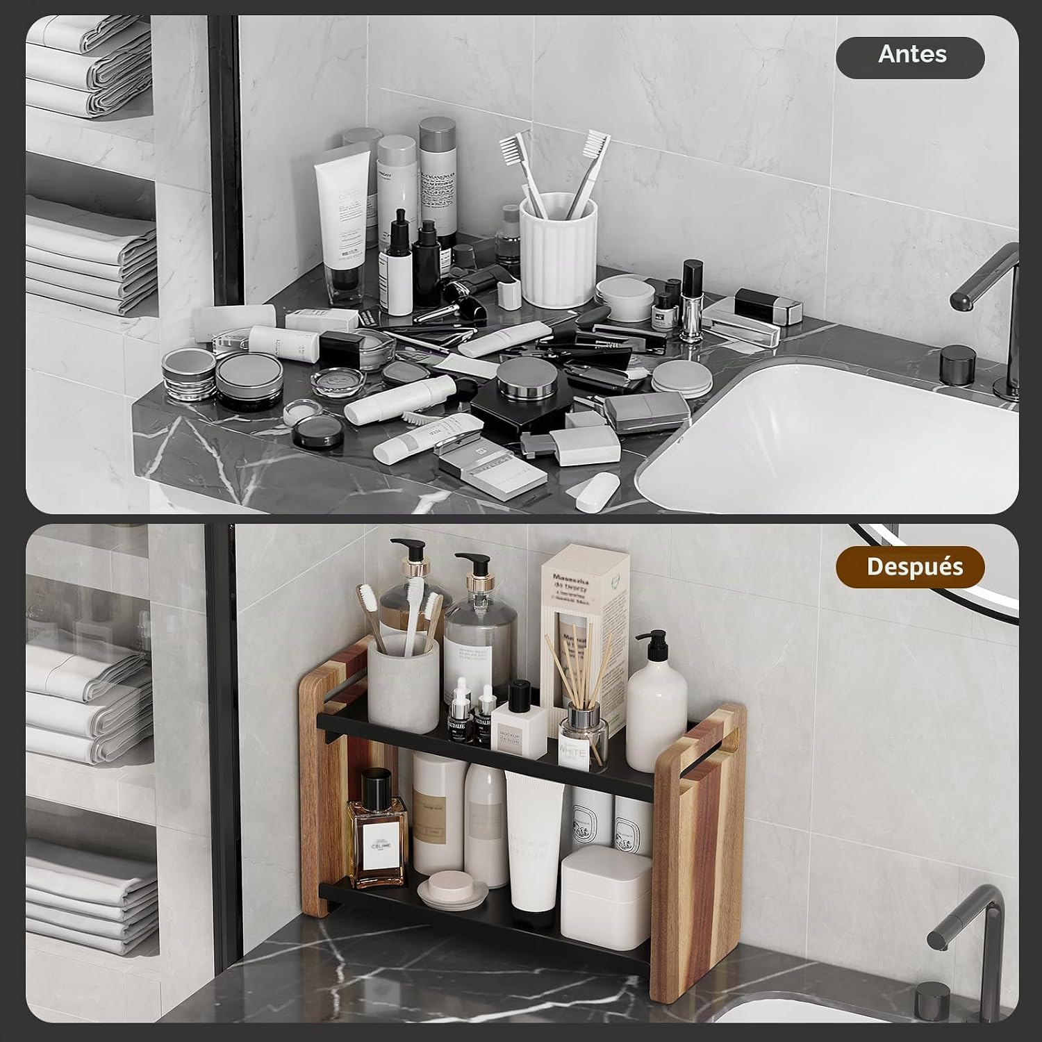 UJQSUN Organizador de mostrador de baño, organizador de baño, sopor...