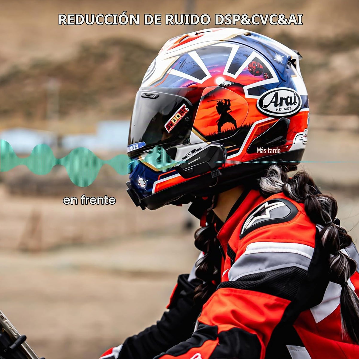 FreedConn FX Plus Casco Bluetooth para Motocicleta con Auriculares,...