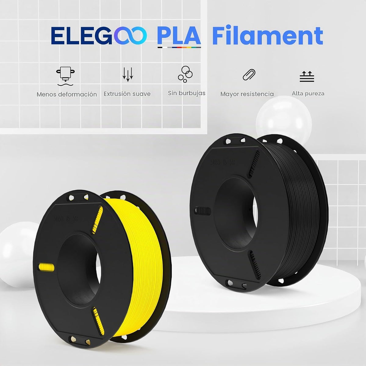 ELEGOO Paquete de filamento de impresora 3D PLA 0.07 in 8 colores 8...
