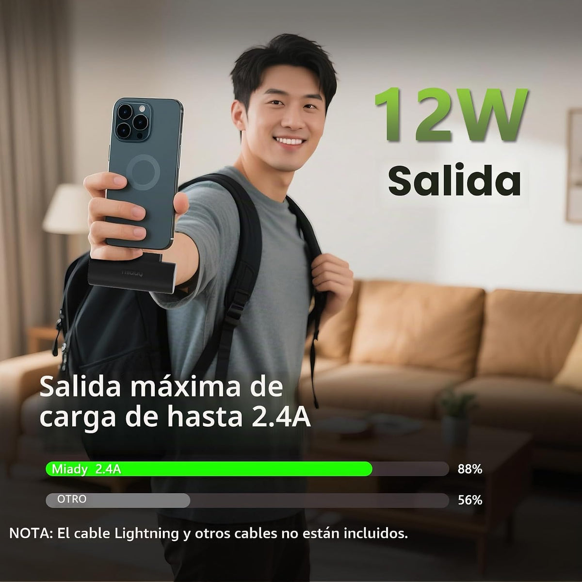Miady Paquete de 2 mini cargadores portátiles incorporados USB C co...