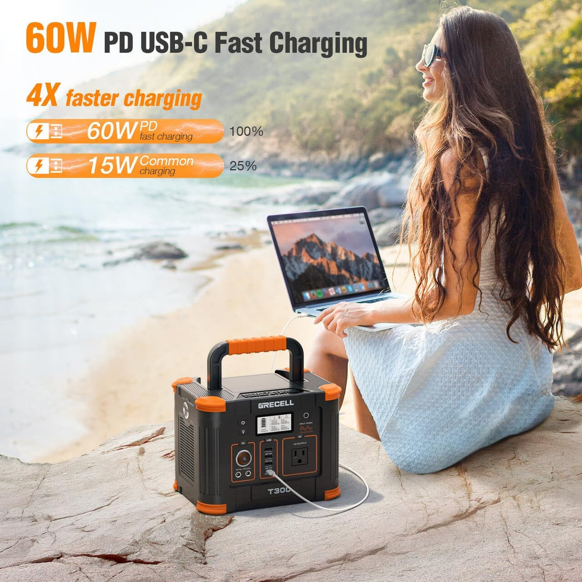 GRECELL Estación de energía portátil 330W (pico 600W) 288.6Wh gener...