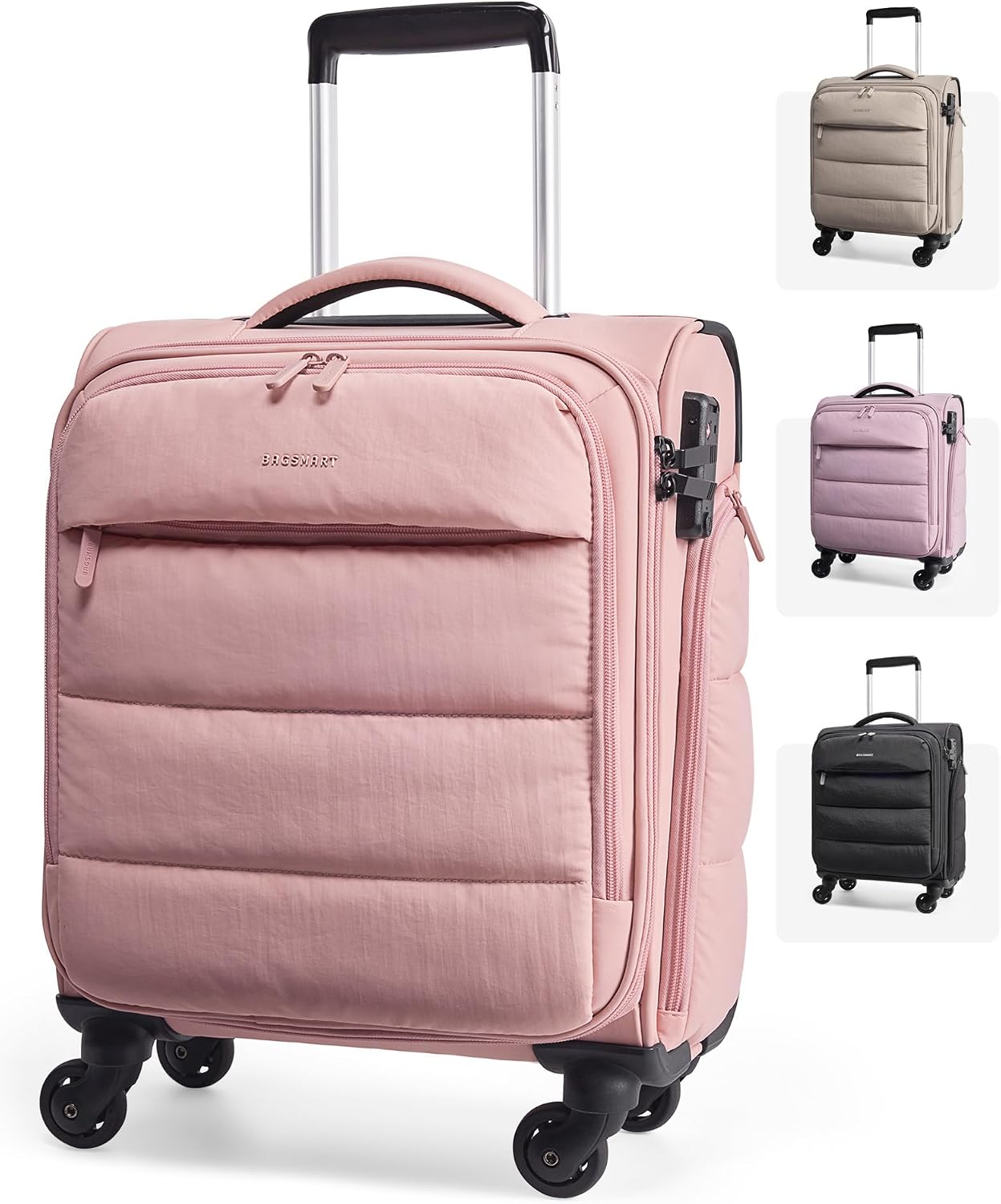 BAGSMART Equipaje de mano para debajo del asiento aprobado por aero...