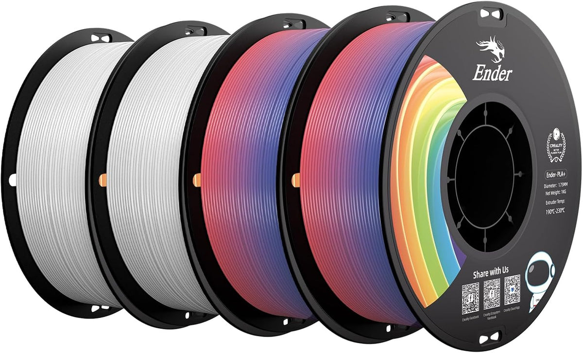Creality Filamento de impresora 3D PLA+, 2 arcoíris, 2 unidades, bl...