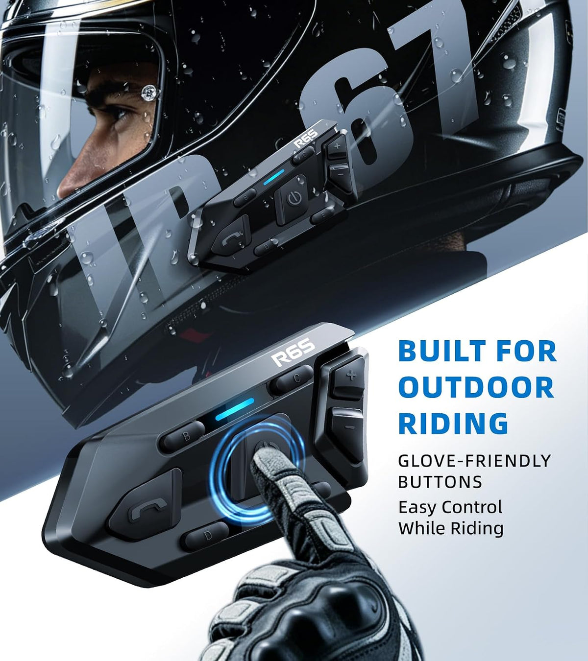 Auriculares Bluetooth para motocicleta, intercomunicador de casco b...