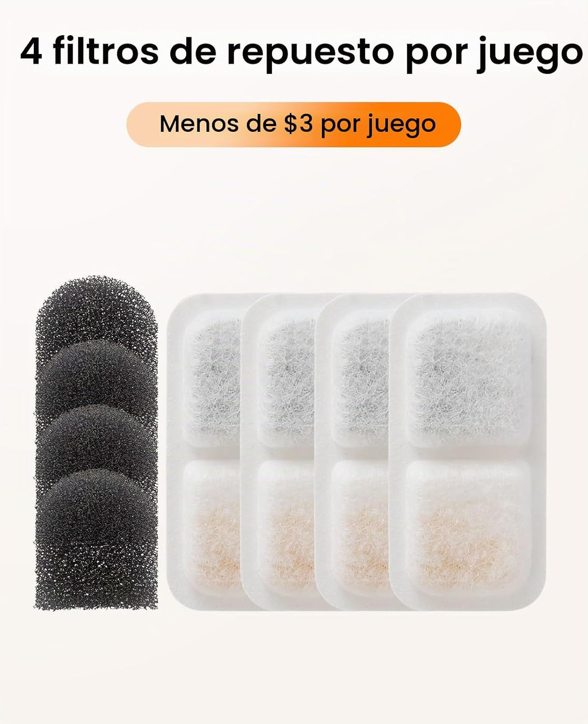 oneisall 4 filtros y esponjas de repuesto para fuente de agua para...