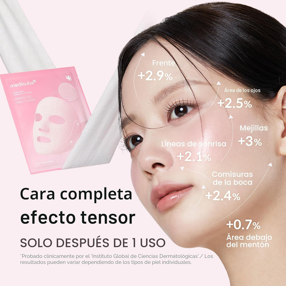 Medicube PDRN Pink Tension Up Sheet Mask - Máscara de contorno de 3...
