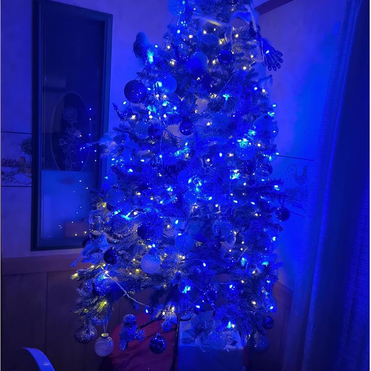 VTECHOLOGY 66 pies 200 LED azul árbol de Navidad luces cadena luz i...