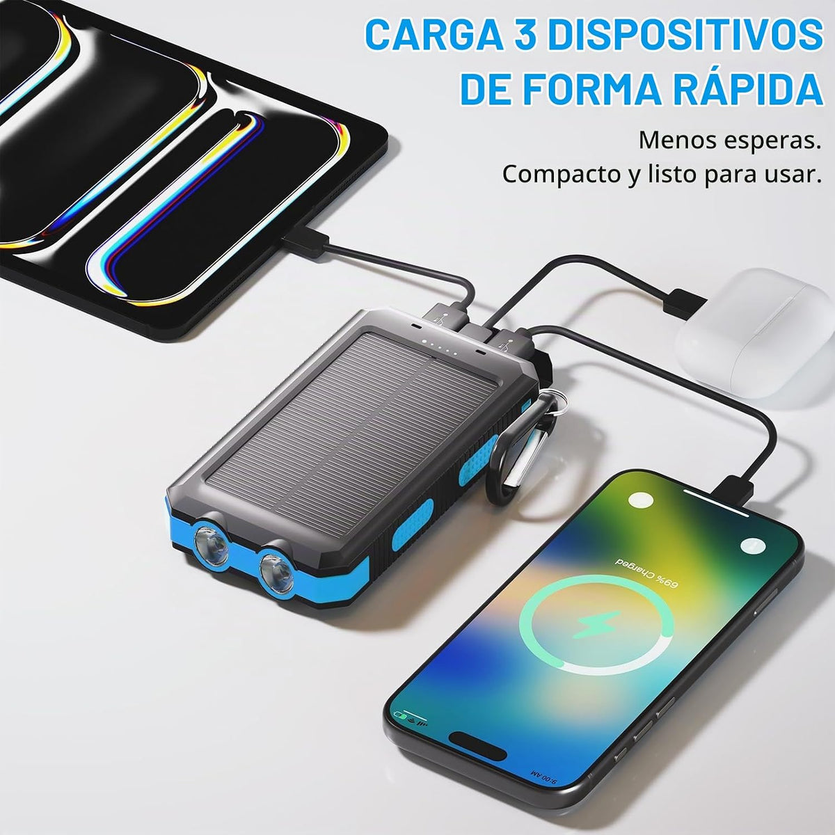Banco de energía solar 38800mAh cargador portátil para teléfono con...