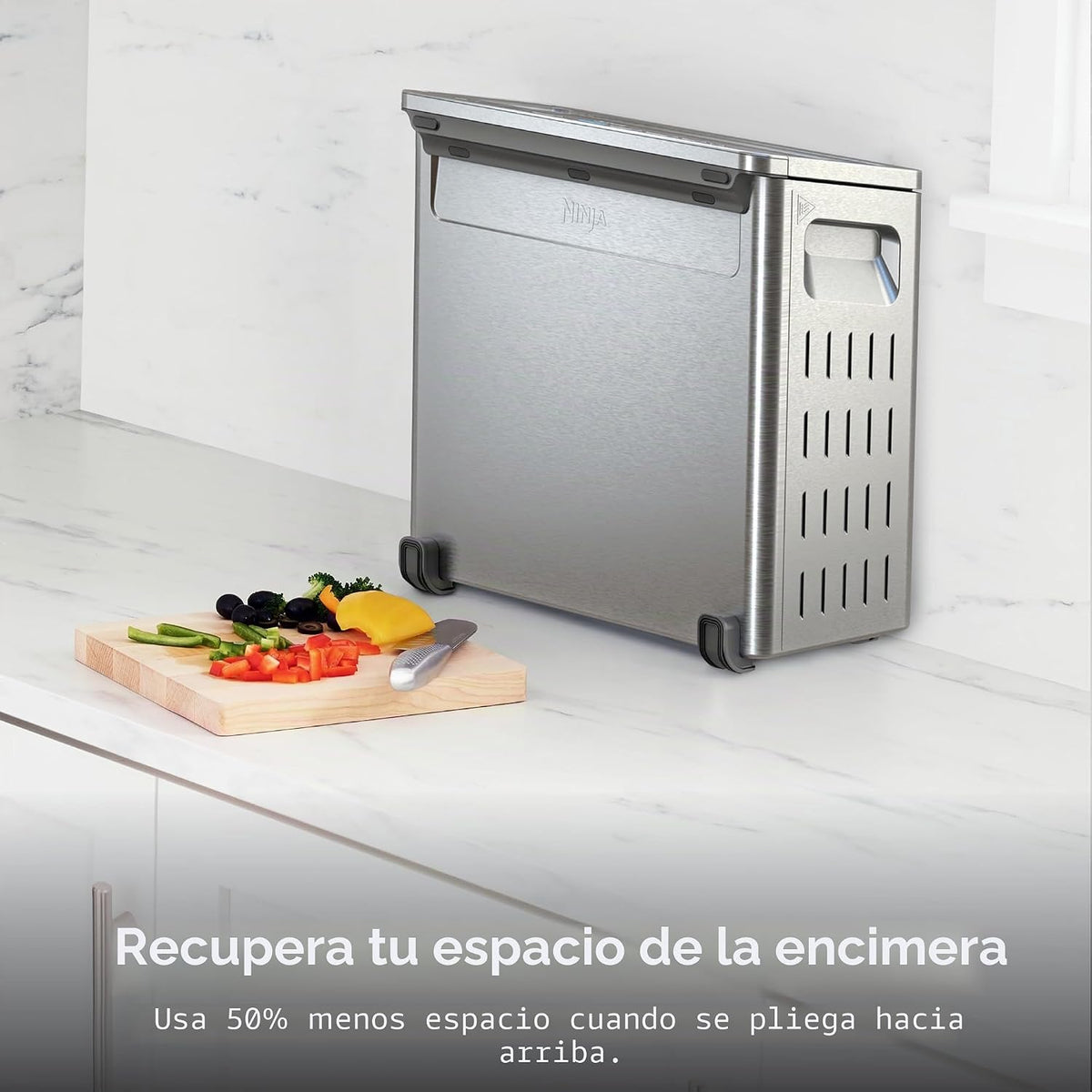 Ninja Horno tostador abatible y freidora de aire, 8 en 1, acero ino...