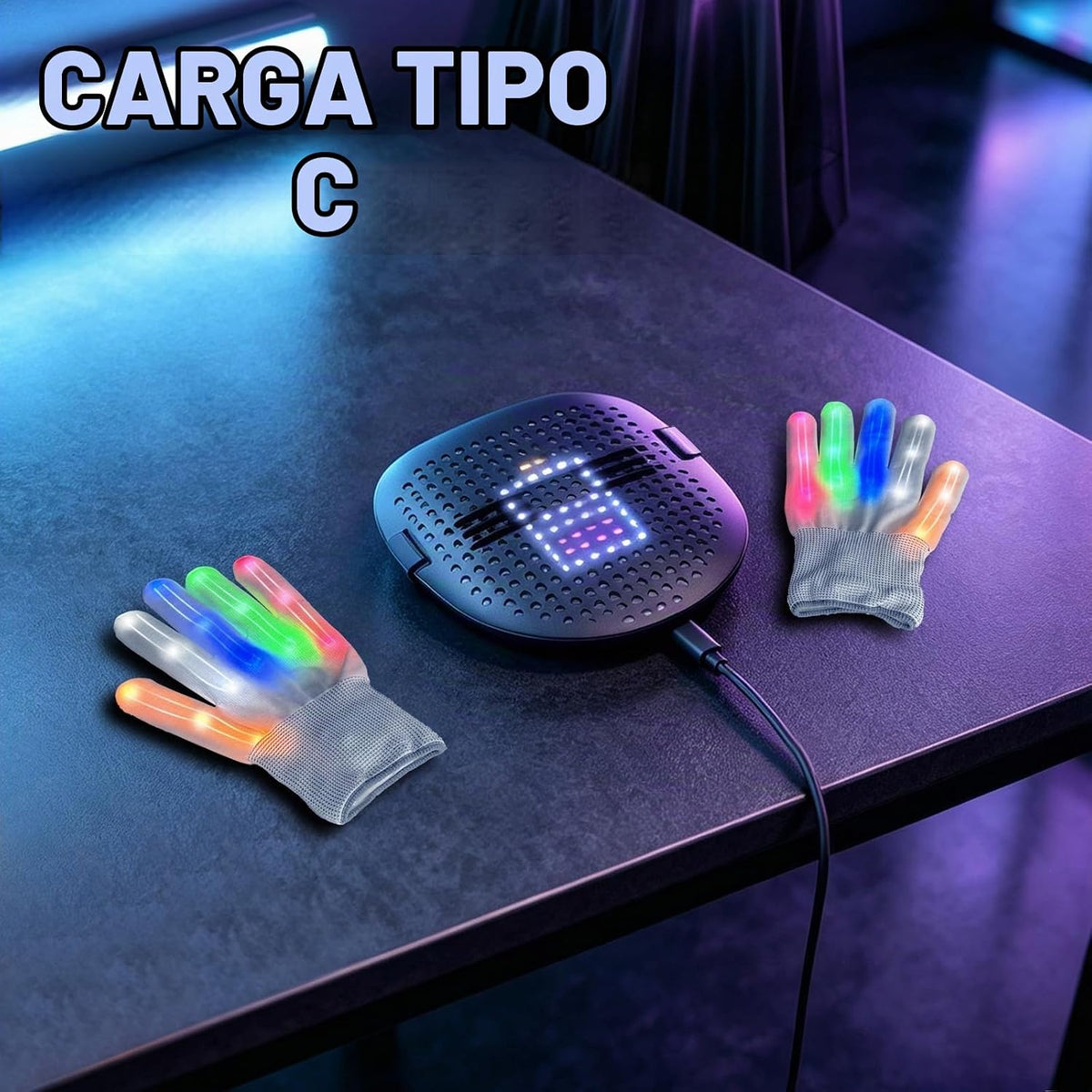 mofyshine Juego de máscara LED y guantes con detección de gestos, r...