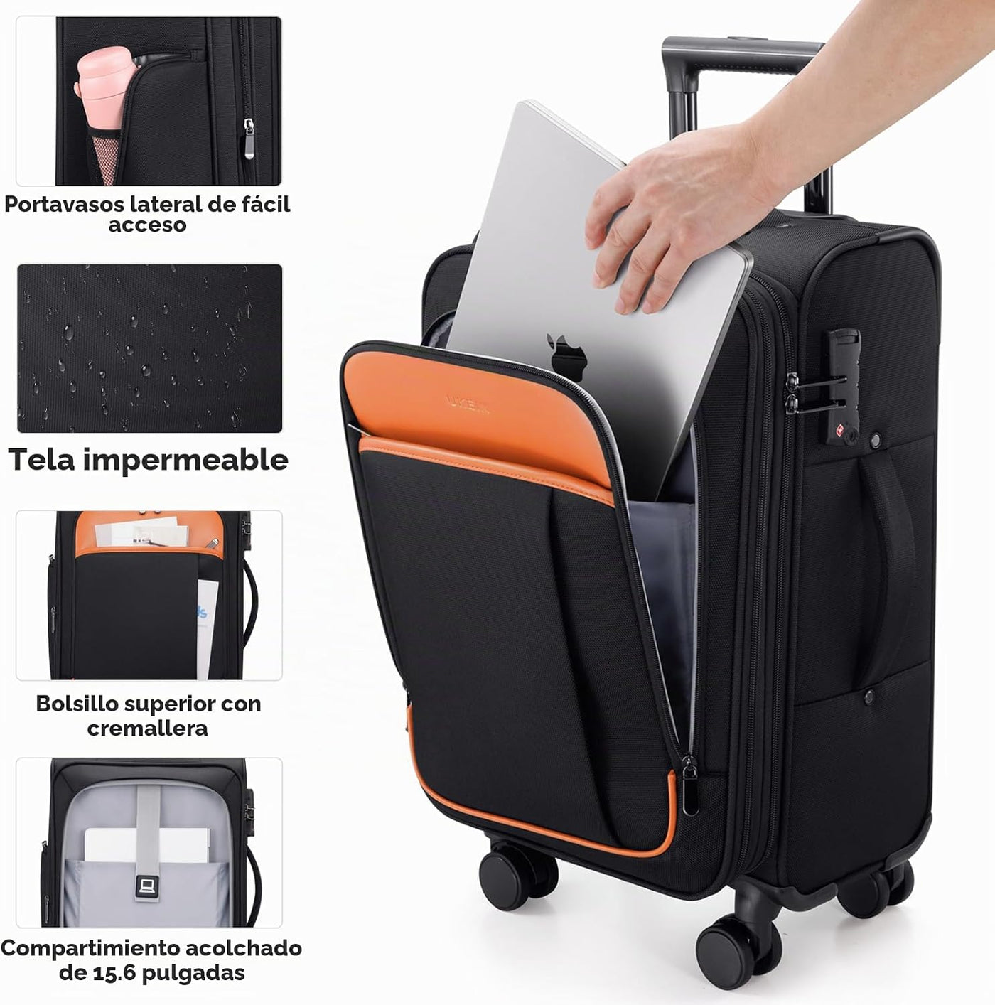 Softside - Maleta de mano expandible con apertura superior de 20 pu...