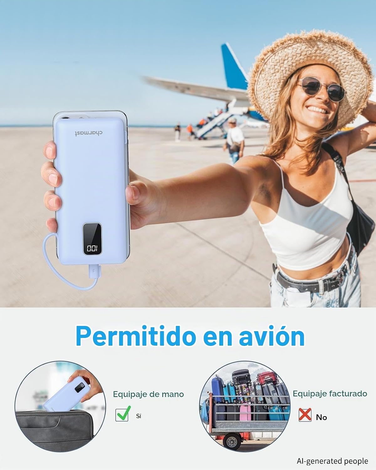 charmast Banco portátil del poder del cargador construido en los ca...