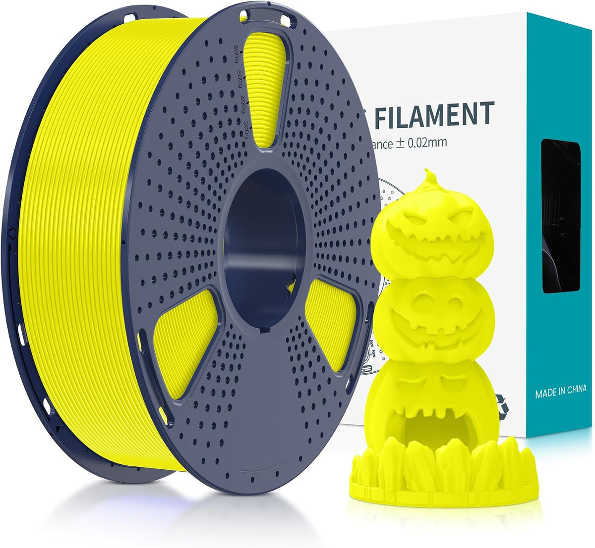 SUNLU Filamento de impresora 3D PLA fluorescente, 0.07 in, amarillo...