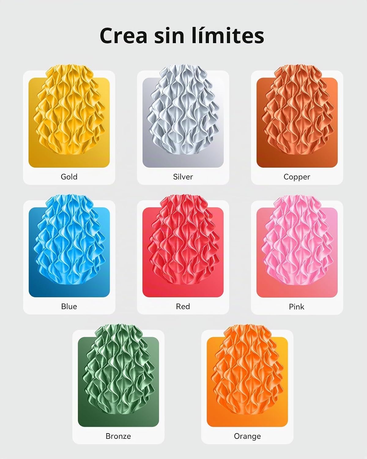 SUNLU Silk PLA+ Filamento de 0.07 in, paquete de carrete de 8.82 oz...