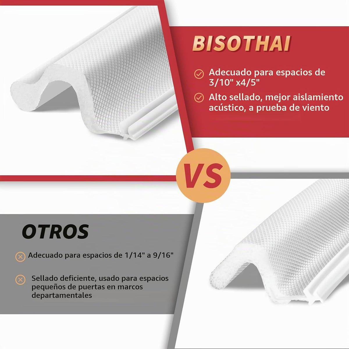 BISOTHAI Burletes para Puertas de 40 Pies de Largo con 4 Piezas de...