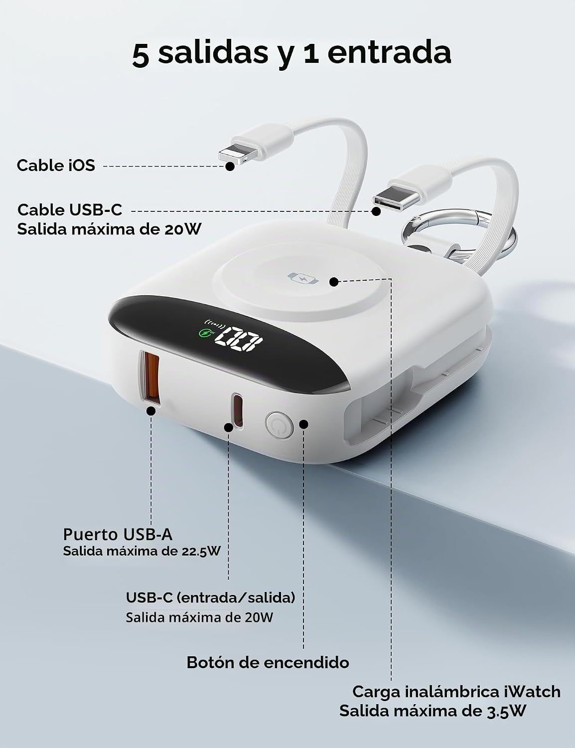 BLJIB Cargador portátil 10000mAh 22.5W Banco de energía incorporado...