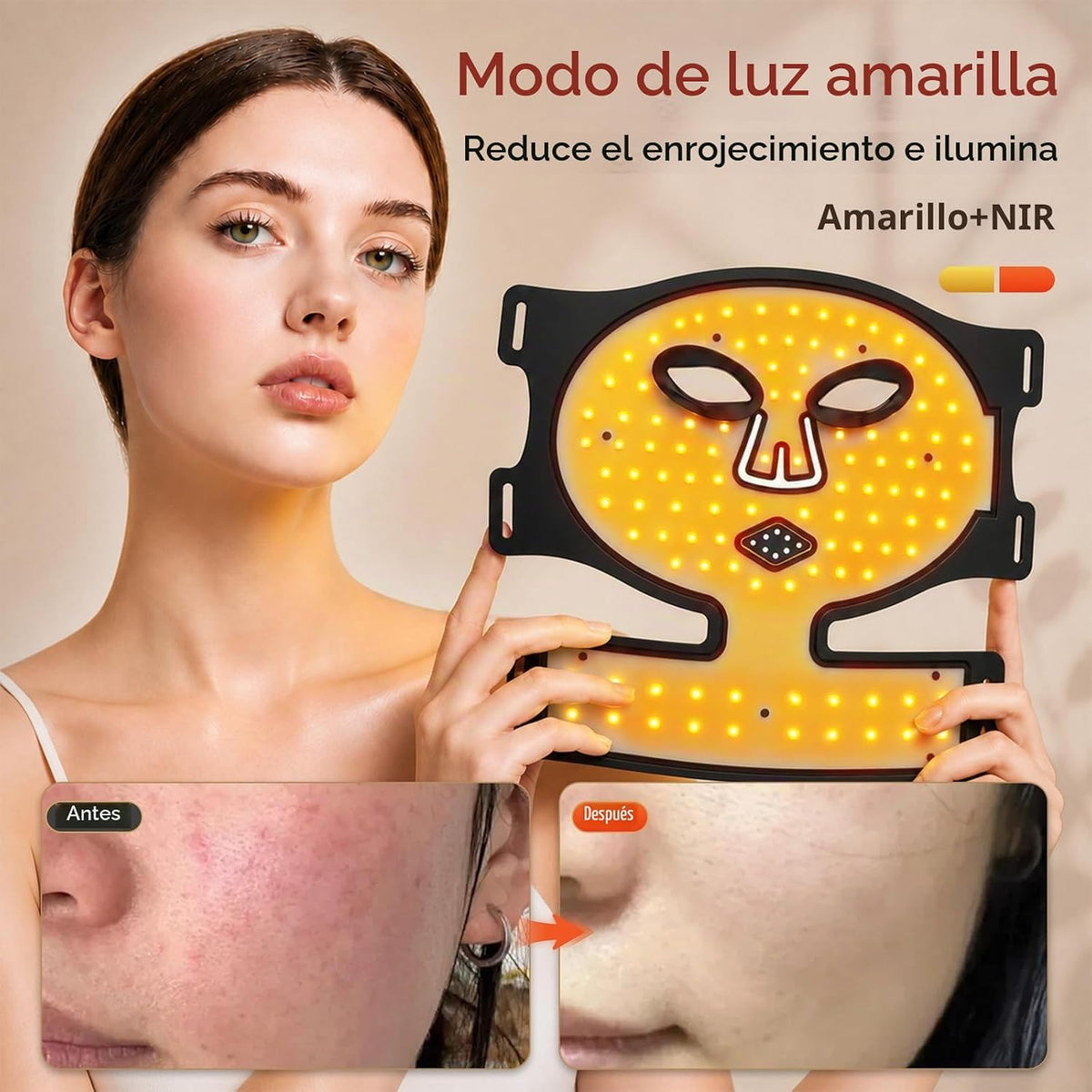 Máscara de la terapia de la luz roja para la cara, máscara ligera |...