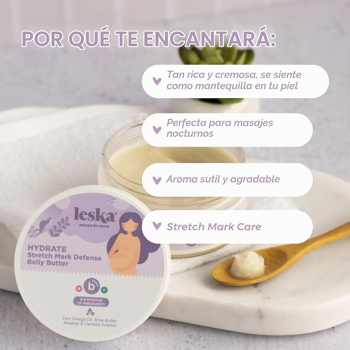 Leska Mantequilla de vientre para estrías de maternidad | Etapa B:...